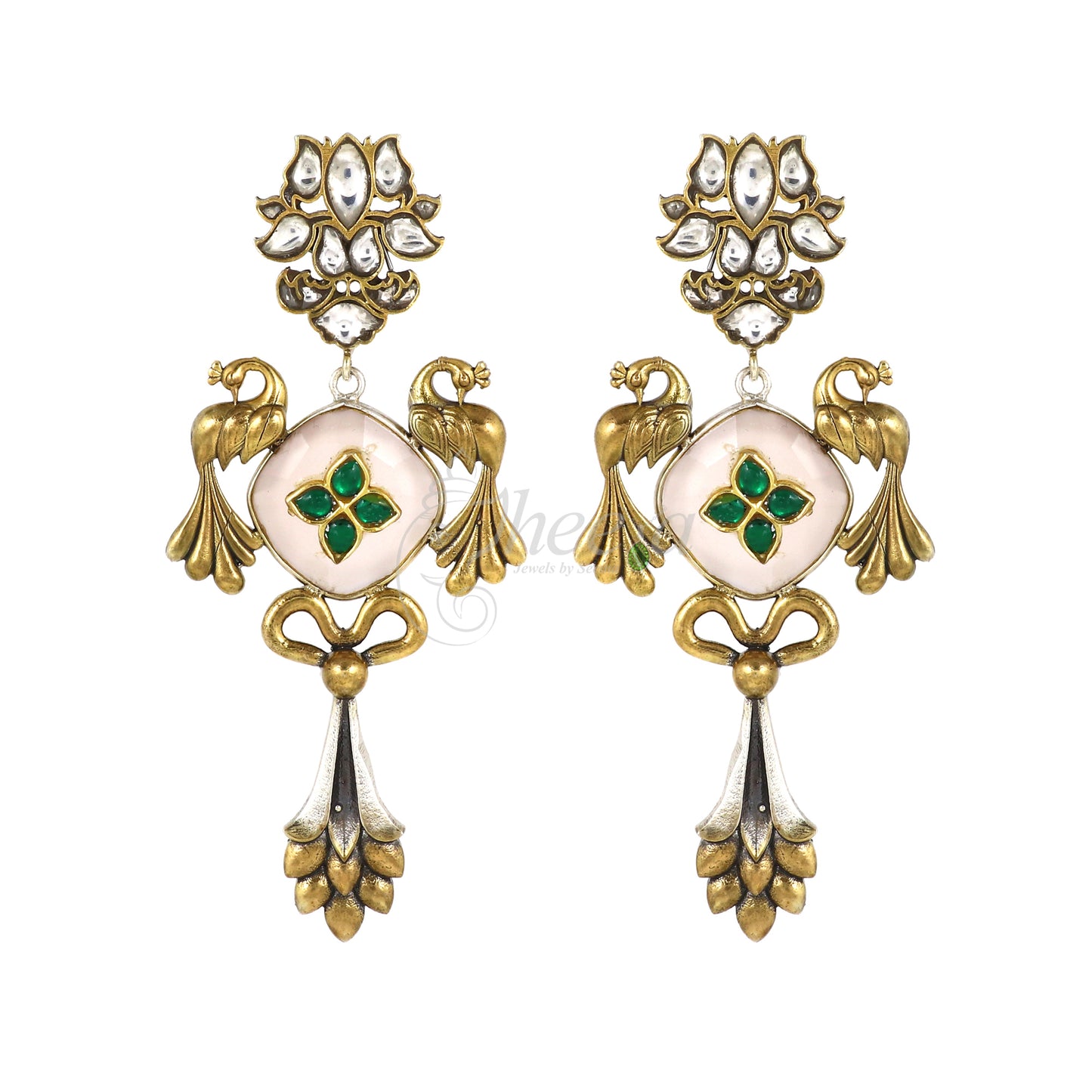 Rose quads with Green Kundan inlay work image 3