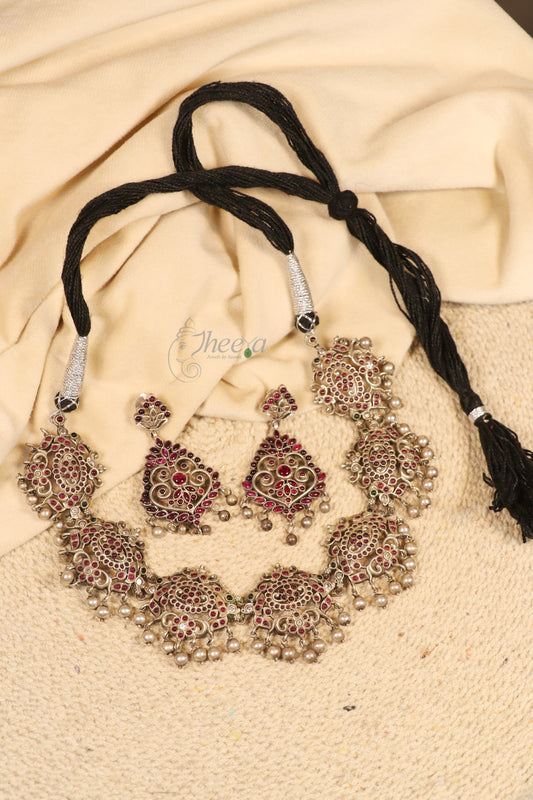 Saadagi Oxidized Silver temple jewelry