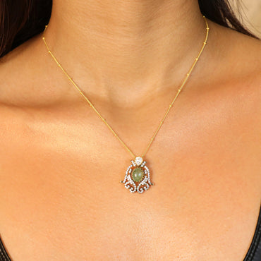 Mint Green with Moissanite and CZ Pendant Set image 1