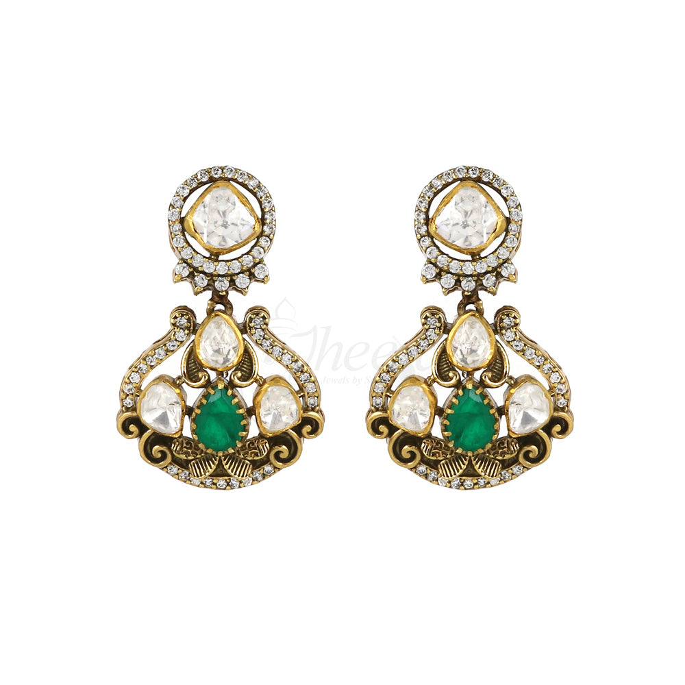 Moissanite with CZ and Green Stone Mango Necklace Set image 4