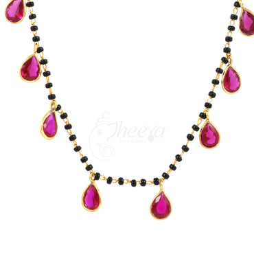 Black Beads with Pink Garnets image 1