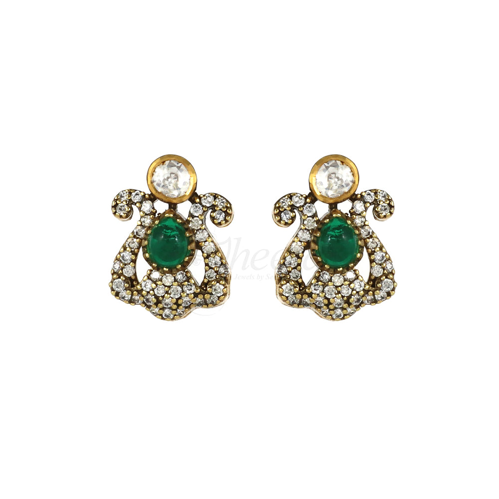 Green Stone with CZ Moissanite Pendant Set image 5