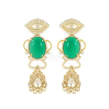 Green Stone Moissanite with CZ Earring image 1