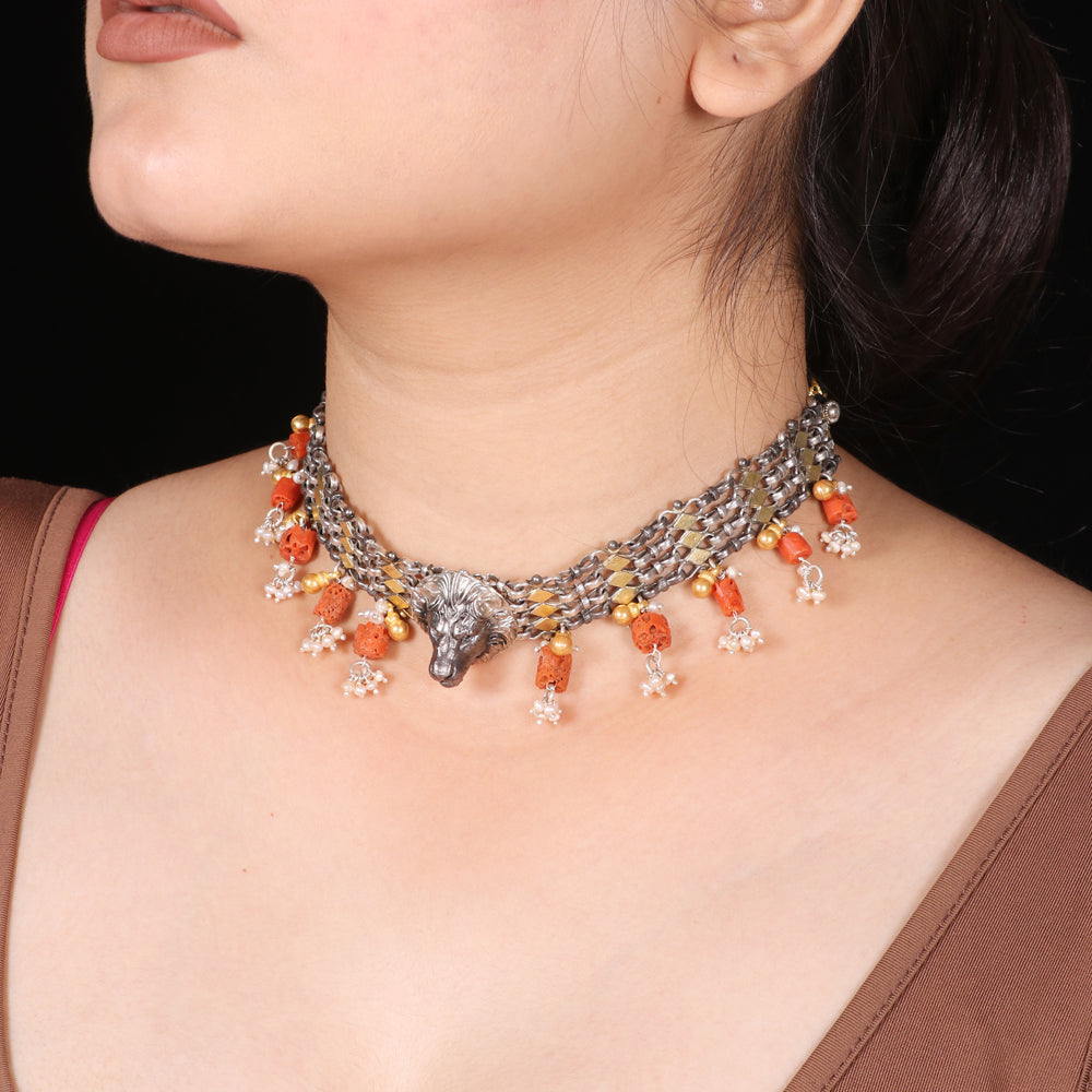 Coral and Lion Choker image 0