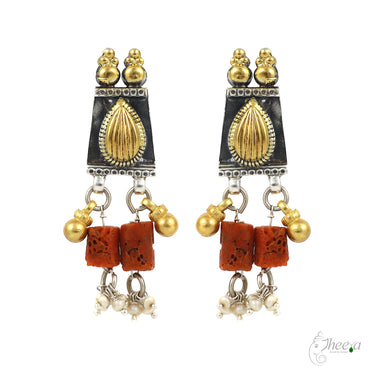 Coral Necklace with Gold n Rhodium Finish image 1