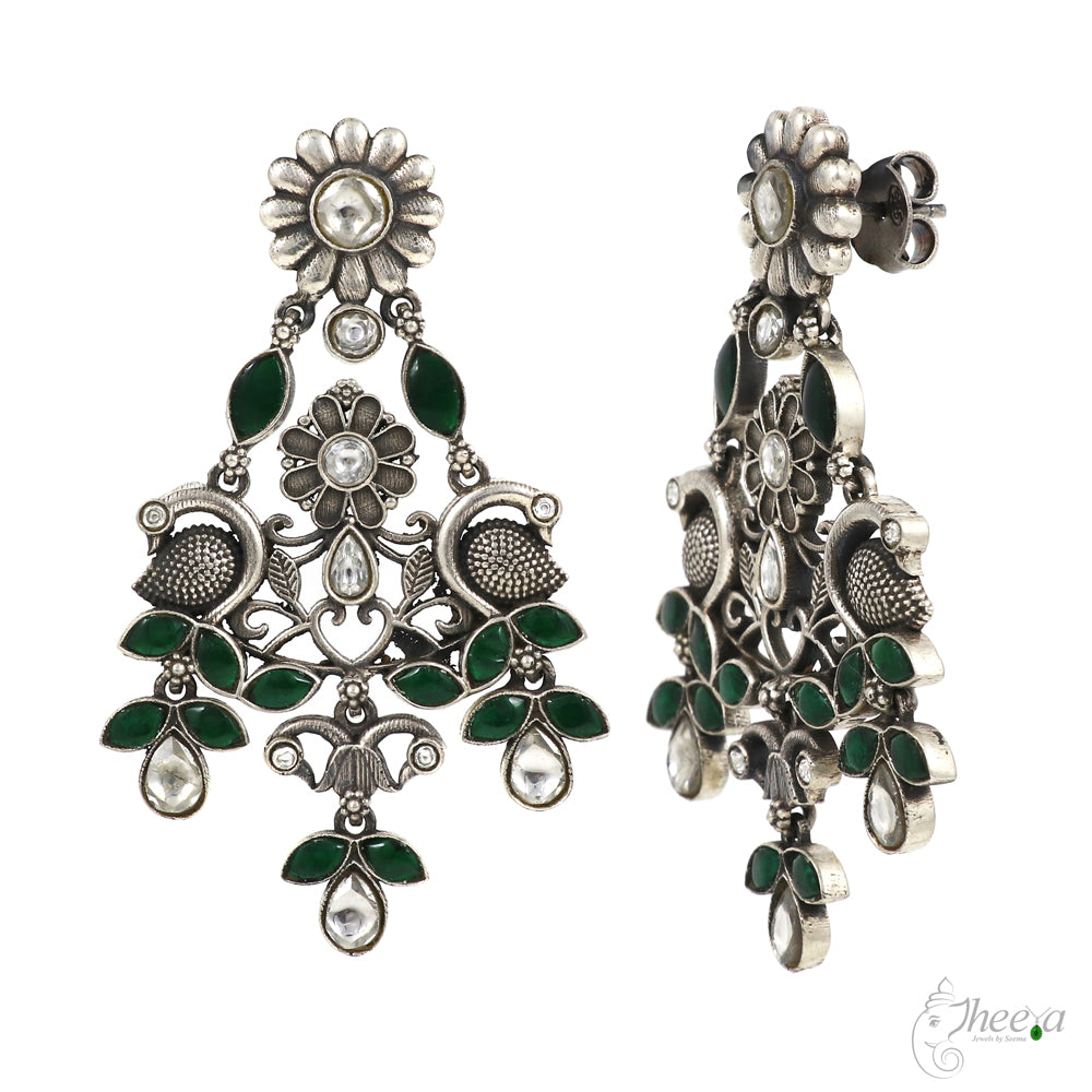 Green and White Dangling Earrings image 2