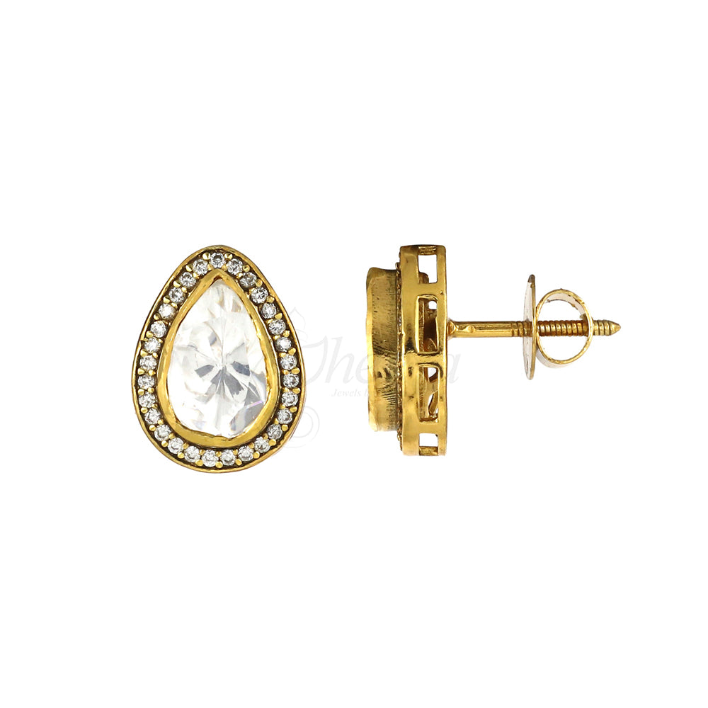 Pear Drop Moissanite with Single line CZ Studs image 2