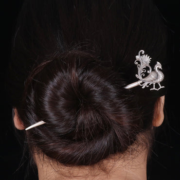 Big Peacock with Pearl Hair Pin image 1