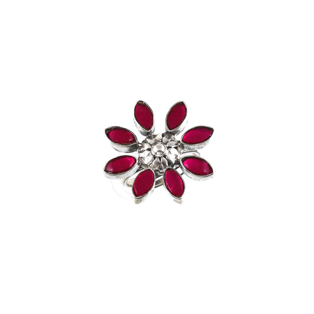 Red Stone Flower Ring image 2