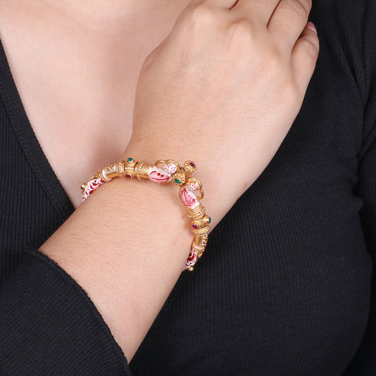 Red and White Meenakari work Bangle image 0