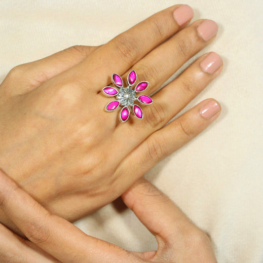 Red Stone Flower Ring image 0