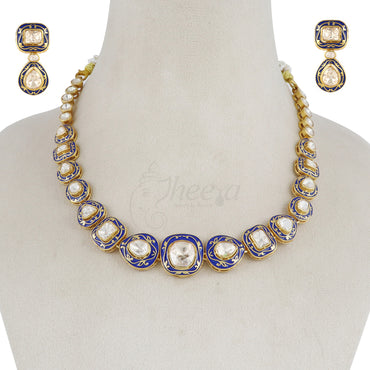 Moissanite with Meenakari work Necklace set image 0