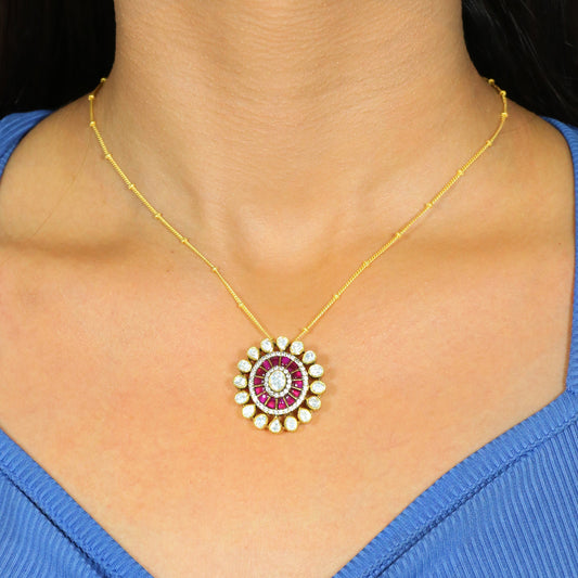 Moissanite Kundan Pendant image 2