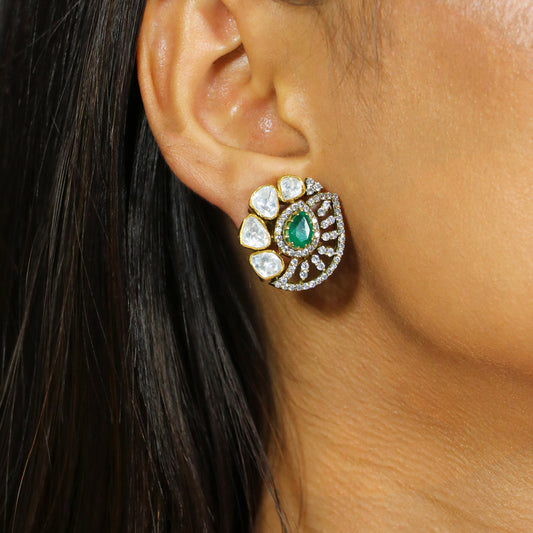 Aquamarine Stone with CZ Studs image 0