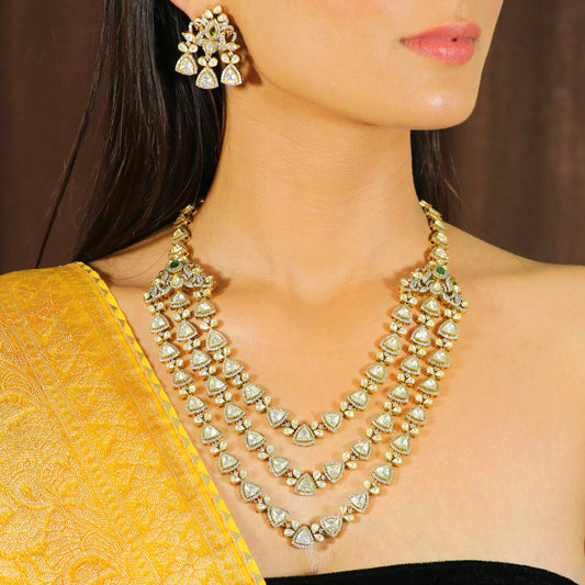 Moissanite with CZ Three Line Maharani Haar image 0