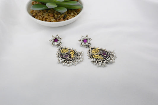 Filigree Silver Earrings with Amethyst Accent image 0