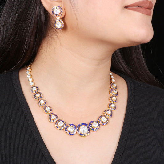 Ratnavalli Blue Meenakari Necklace set image 0