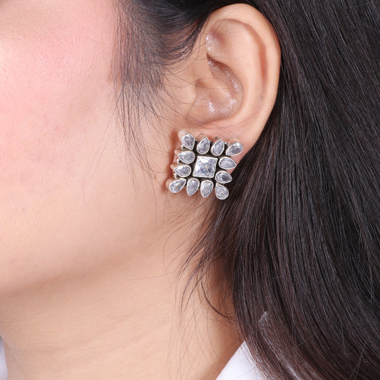 White Stones Square Studs image 0