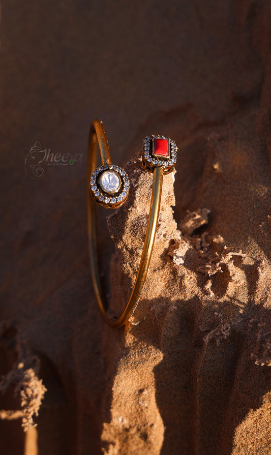 White and coral moissanaite bracelet