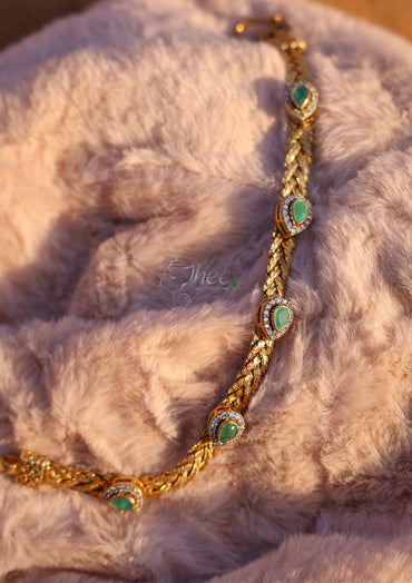 Tear drop green moissanaite bracelet