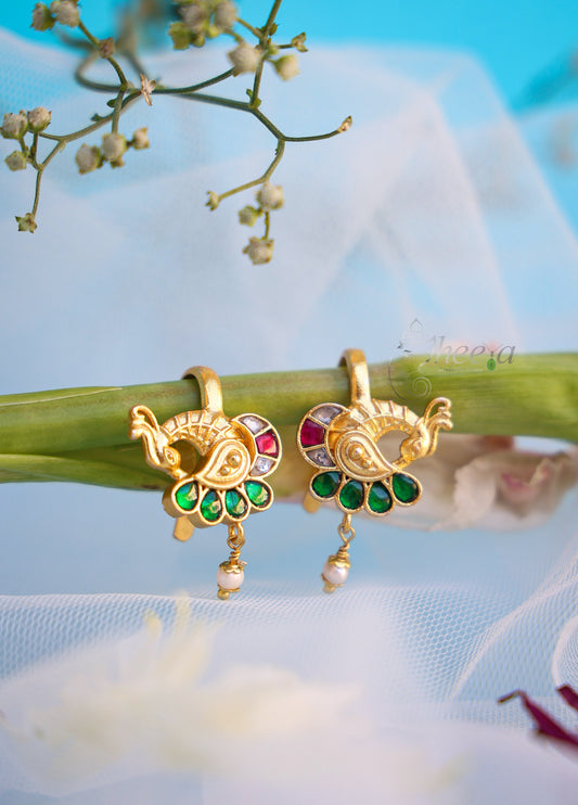 Green peacock bugadi with red n white BUGADI