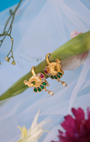 Green peacock bugadi with red n white BUGADI