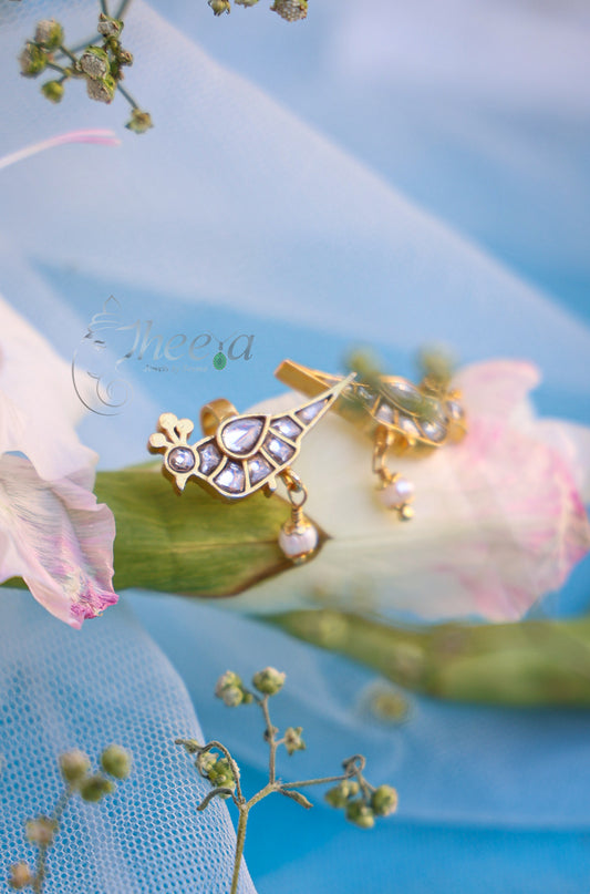 White bird with white bead drop bugadi