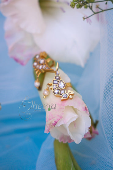 White bird with white bead drop bugadi