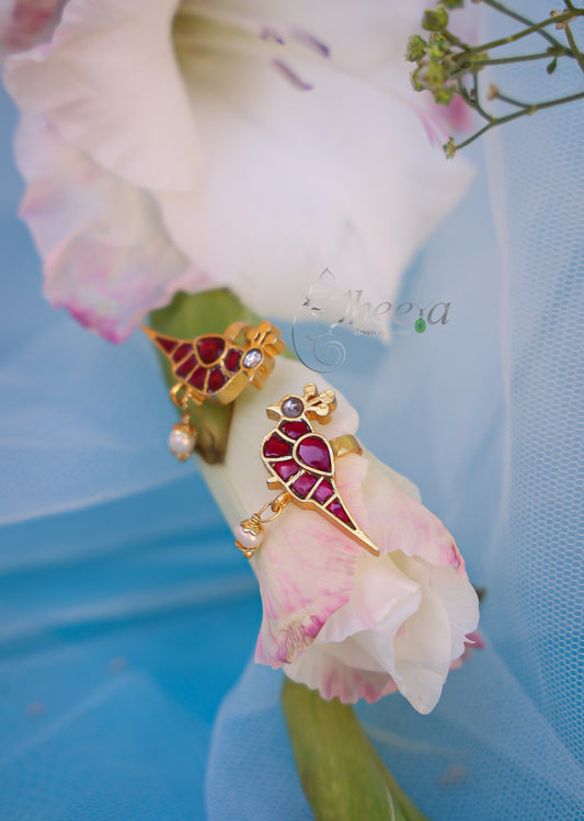 Red bird with white bird drop Bugadi