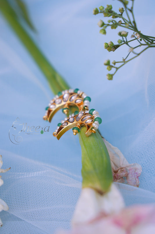 White n Green half moon Bugadi