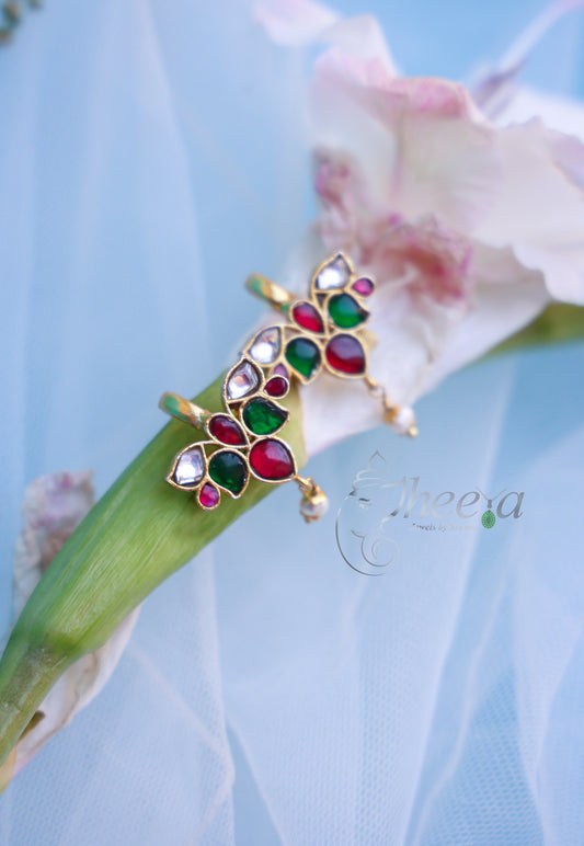 Red n green butterfly with pearl drop