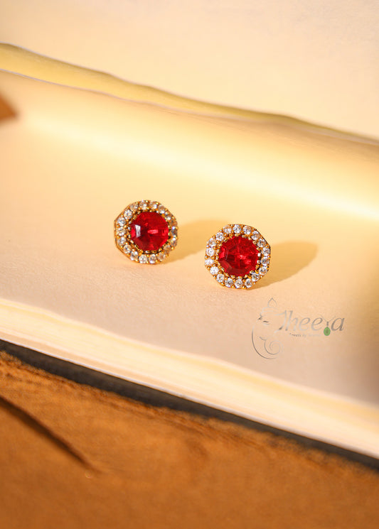 Small Red Stud with moissanaite