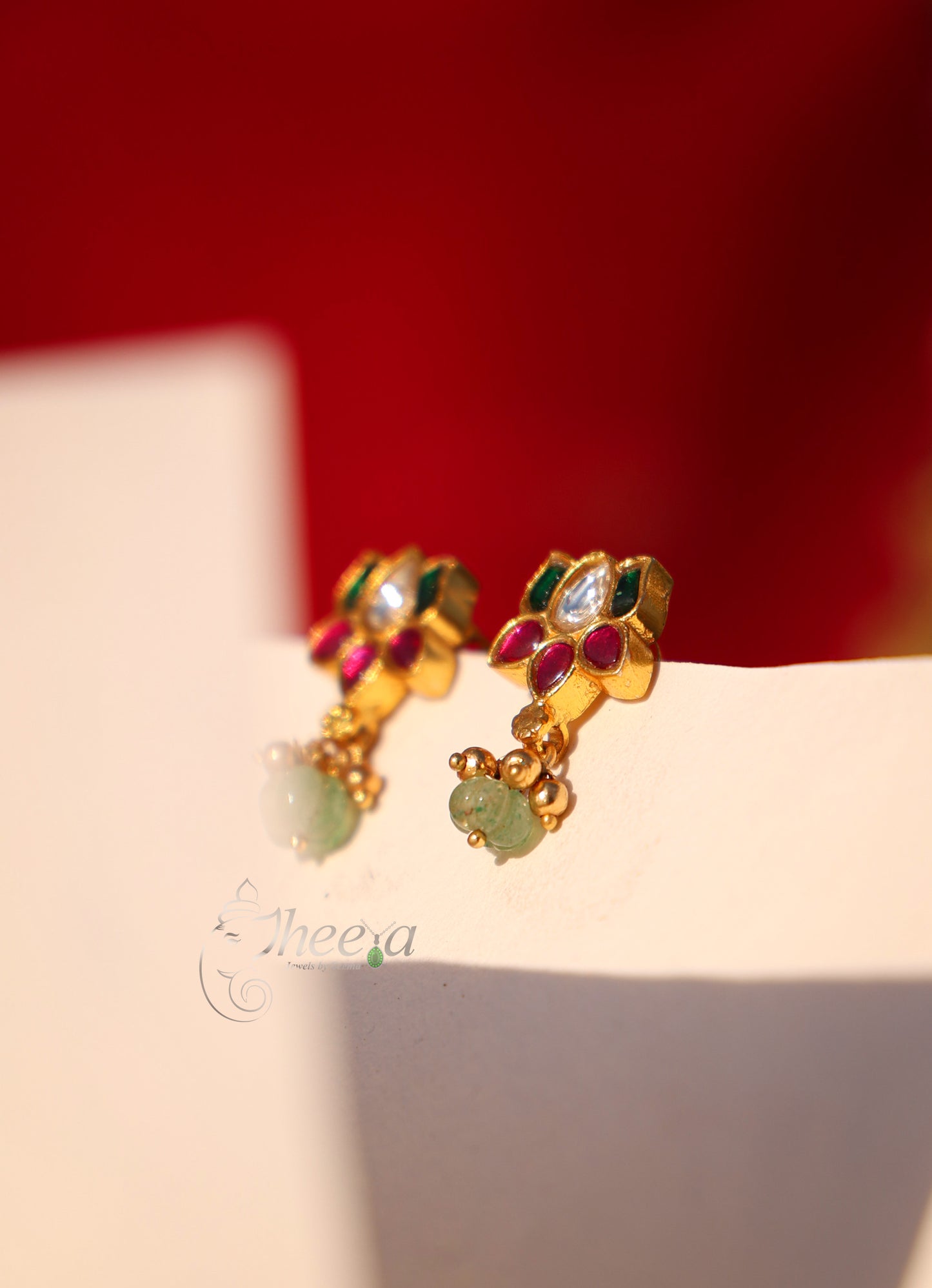 Multi color Lotus with green pumpkin drop