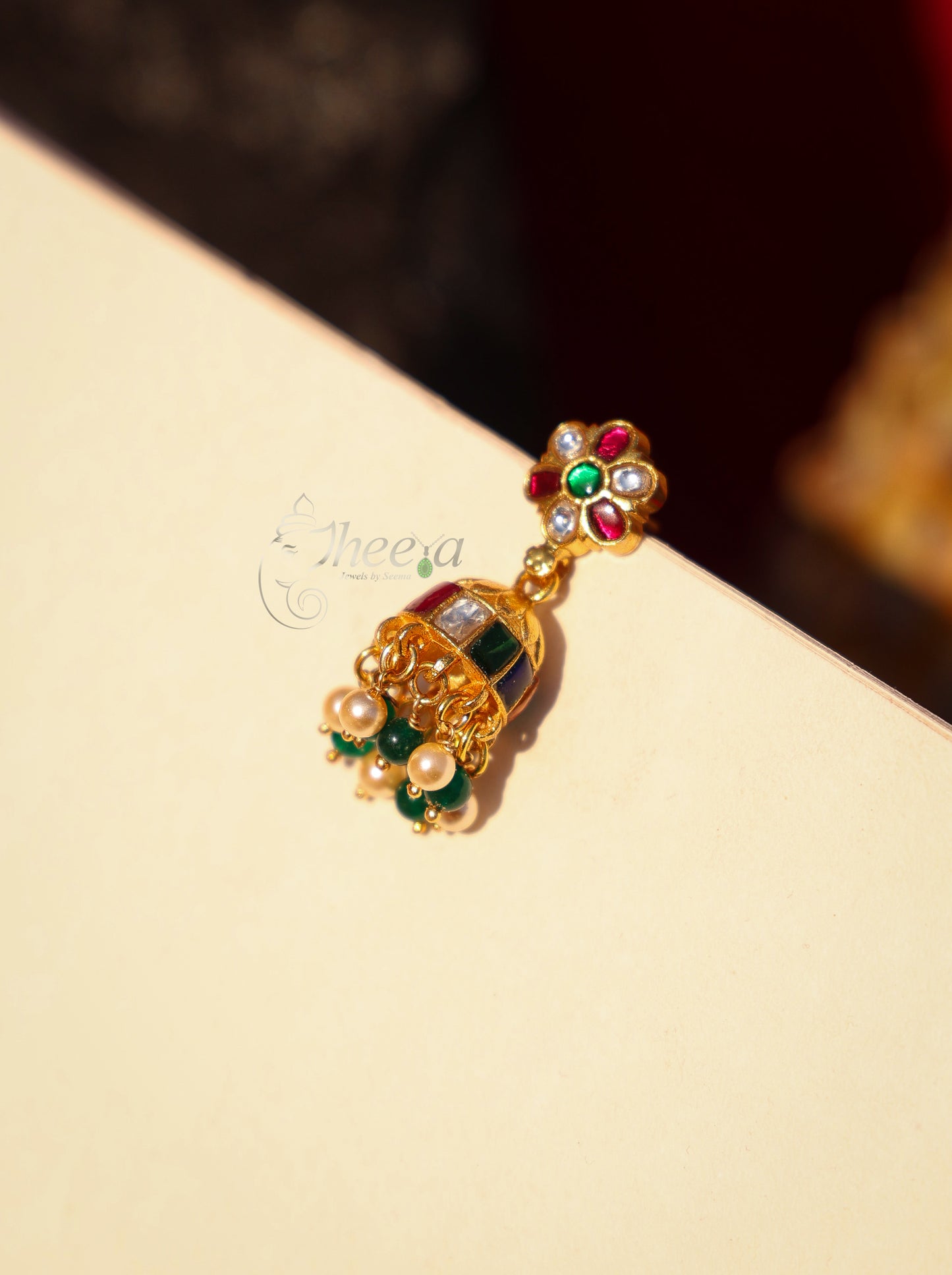 Multi Colour Jadao Kundan Jhumka