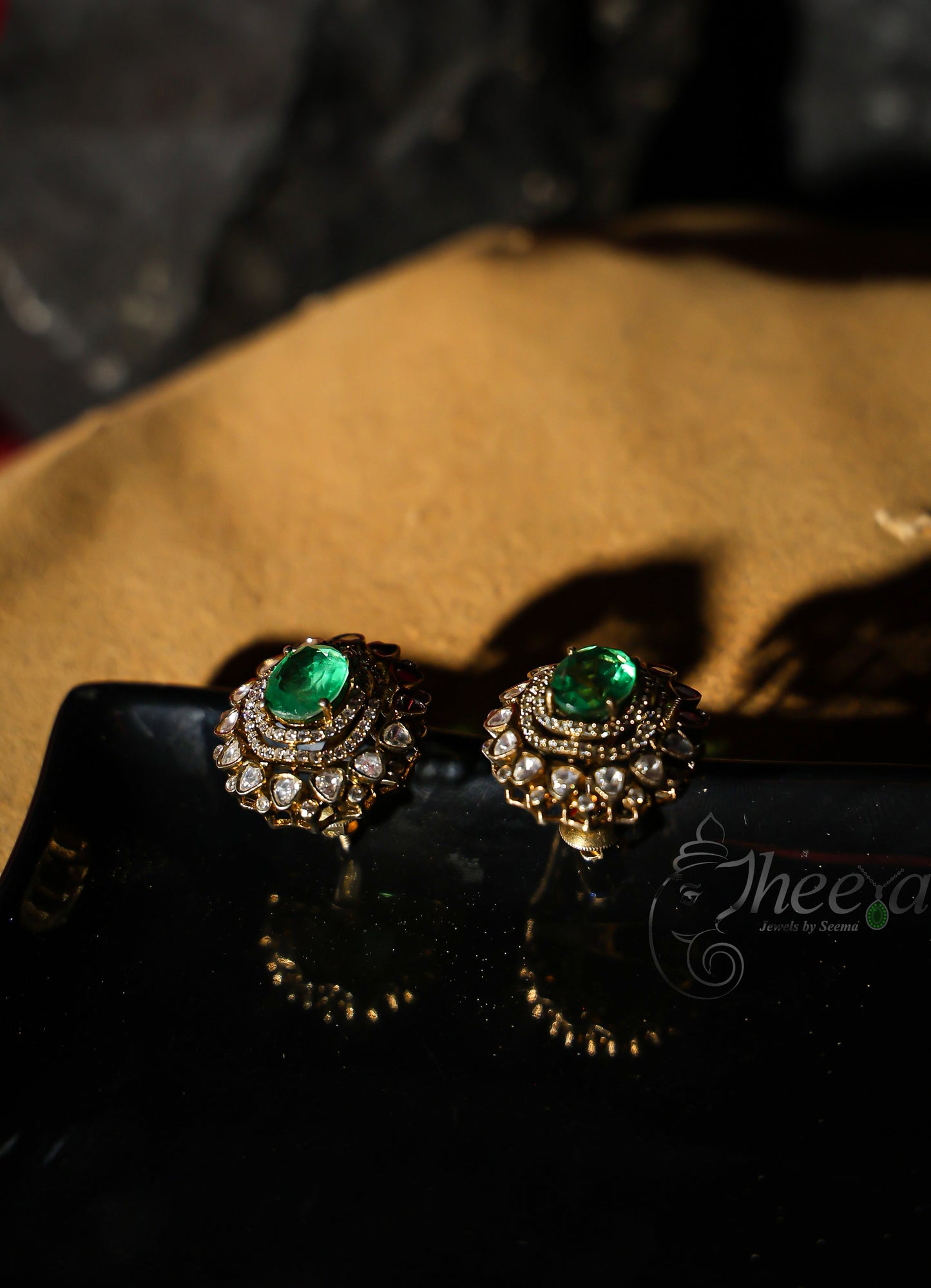 big Green center with Moissnaite studs