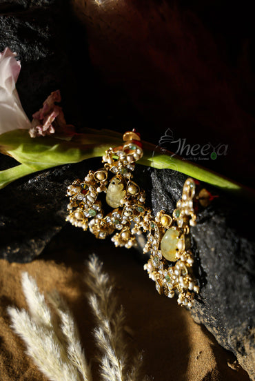 big lime green stone danglers