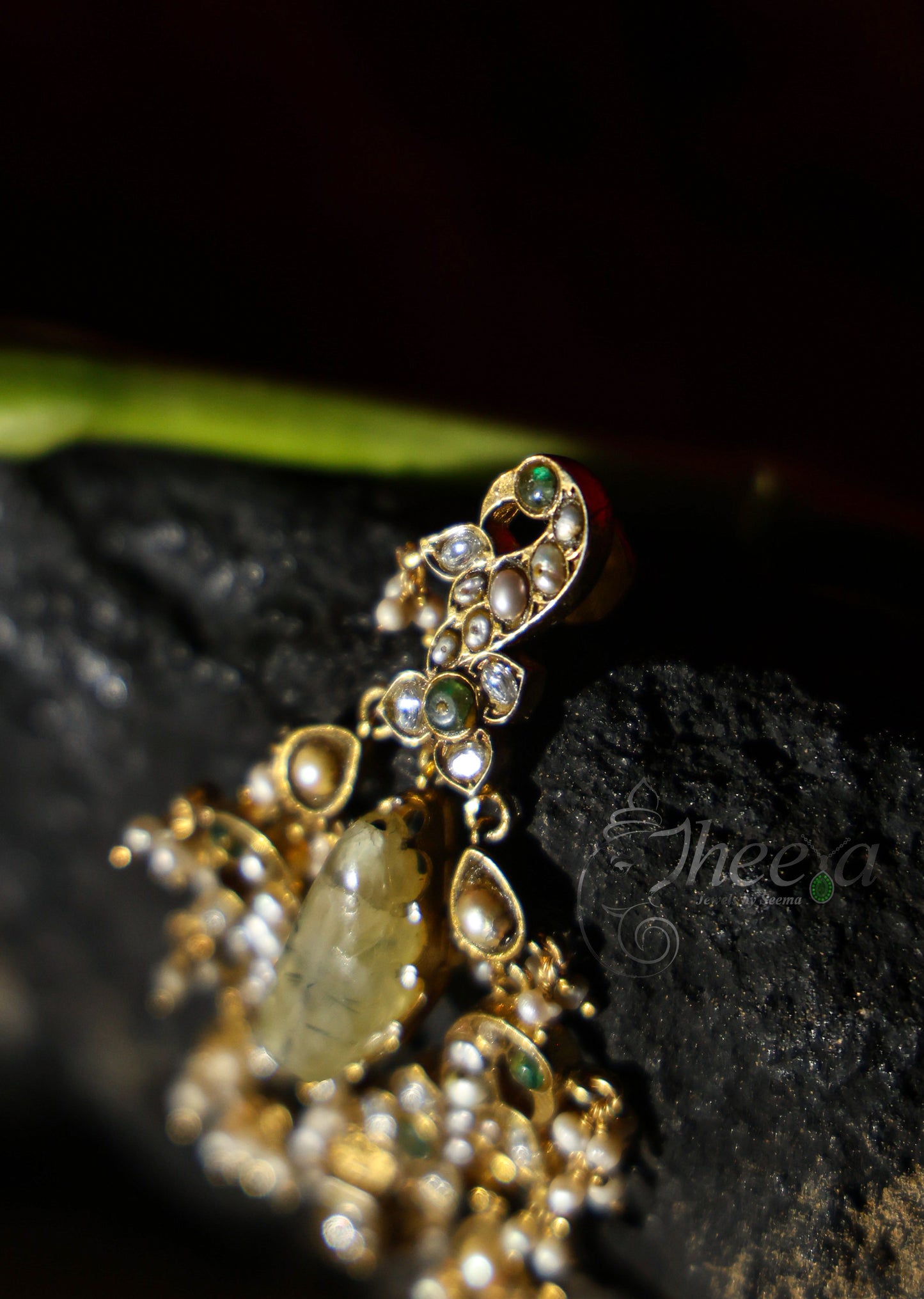 big lime green stone danglers