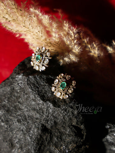 Green square pendant Necklace set