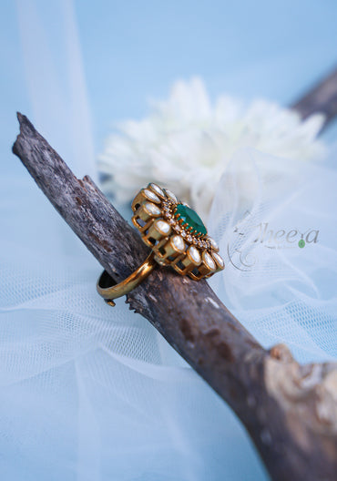 Green center with moissanite Ring