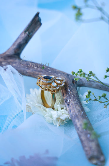 Sapphire blue with moissanite ring