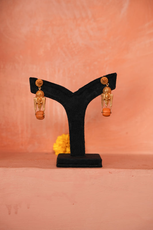 Sringaar Vintage Taali earrings with Coral drop