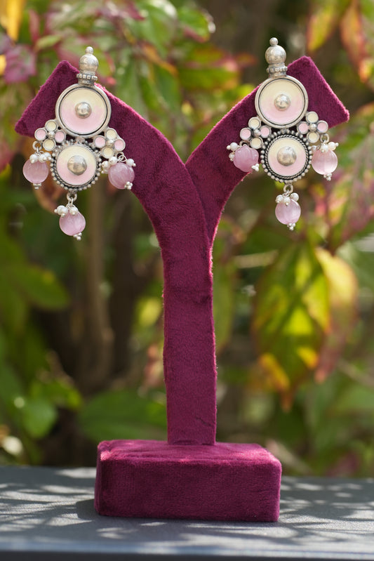 Vanya pink and white earrings