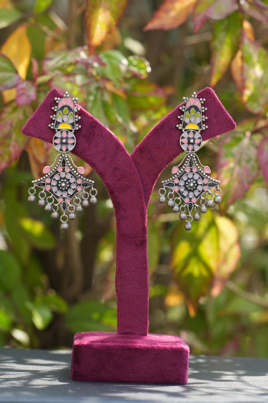 Vanya pink n purple rhombus earrings