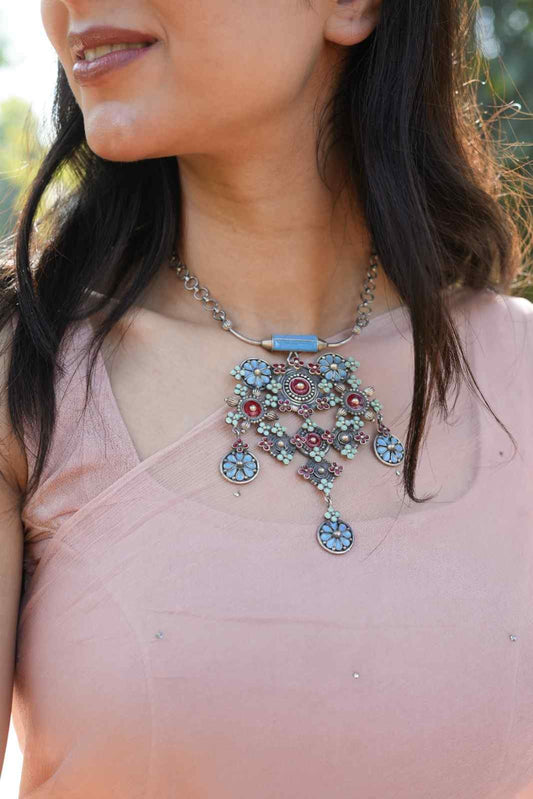 Vanya Big Red and Blue Necklace