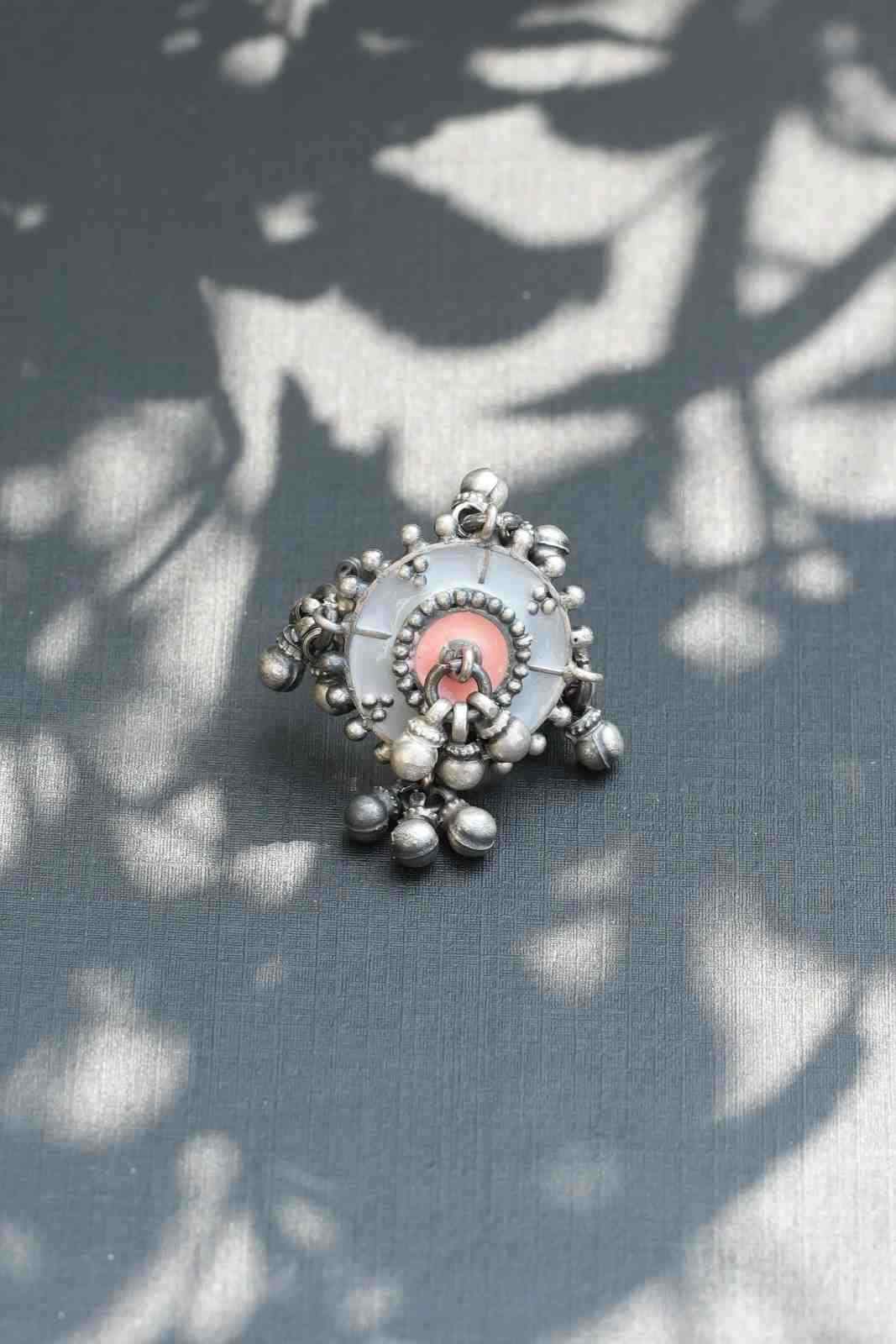 Vanya Grey n Peach Ghungroo Ring