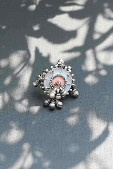 Vanya Grey n Peach Ghungroo Ring