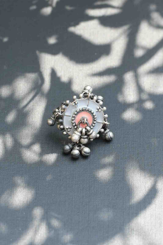 Vanya Grey n Peach Ghungroo Ring