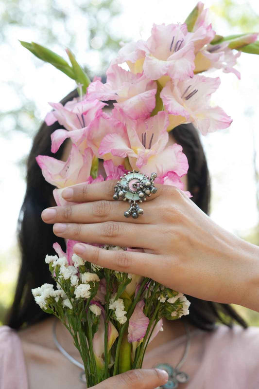Vanya Light blue n Pink Ghungaroo Ring