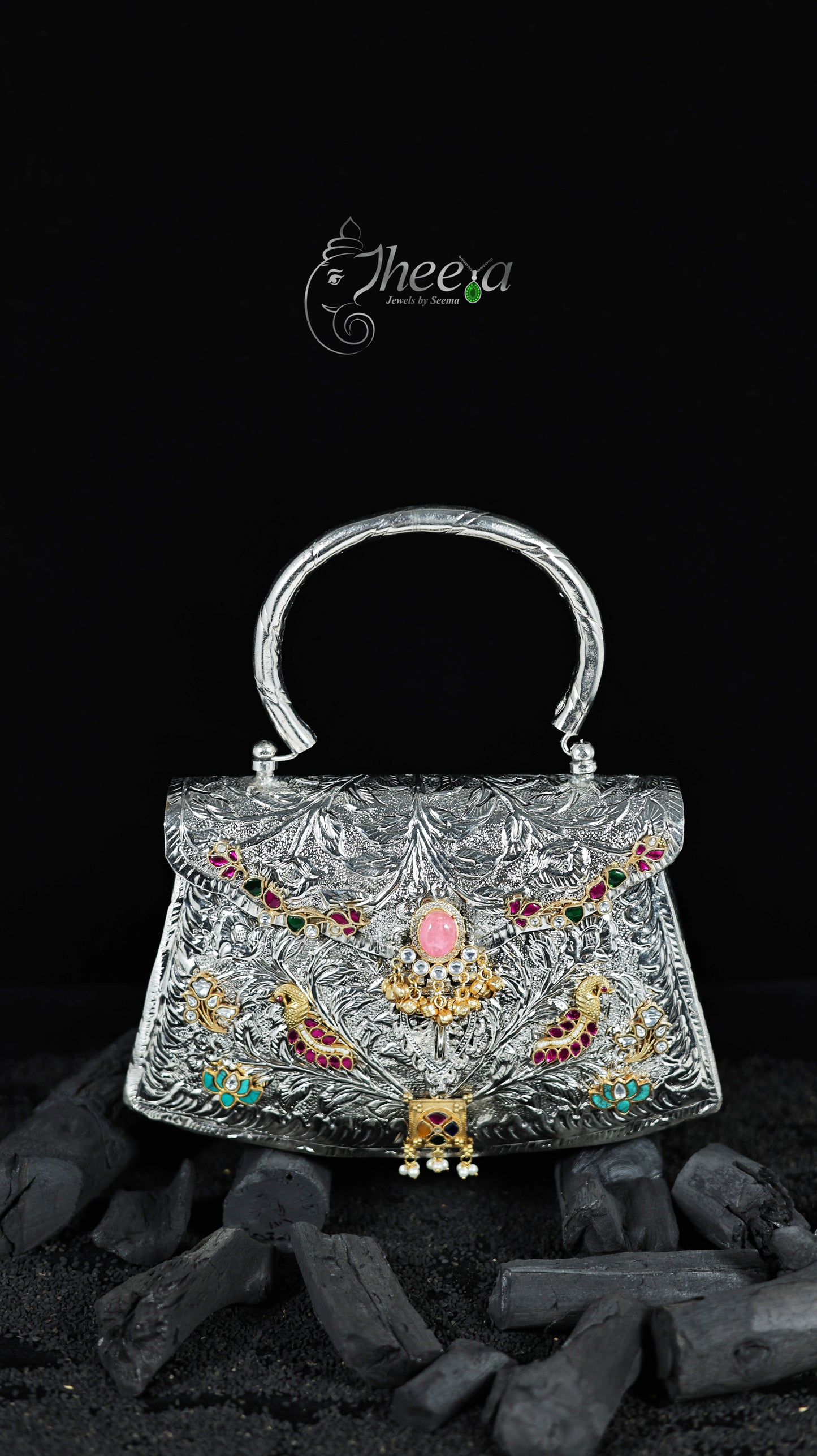 Chandini Bag with pink rose quartz motif