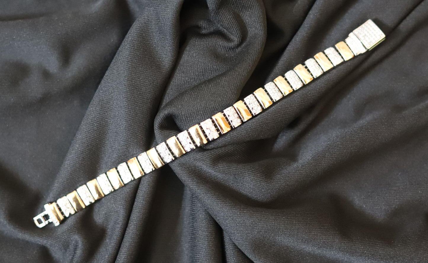 Classic short silver chain for men styling on dark background